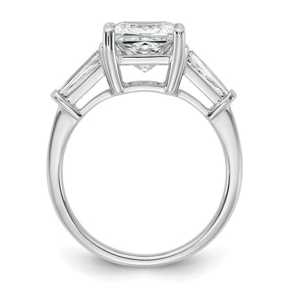 14K White Gold 3 1/5 carat Lab Grown Diamond VS+ F+ Princess and Tapered Baguette Complete Three Stone Engagement Ring