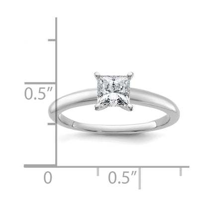 14K White Gold 3/4 carat Lab Grown Diamond VS+ F+ Princess Complete Solitaire Engagement Ring