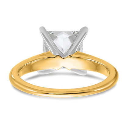 14K Two-Tone Gold Two-tone 3 carat Certified Lab Grown Diamond VS+ F+ Princess Complete Solitaire Engagement Ring