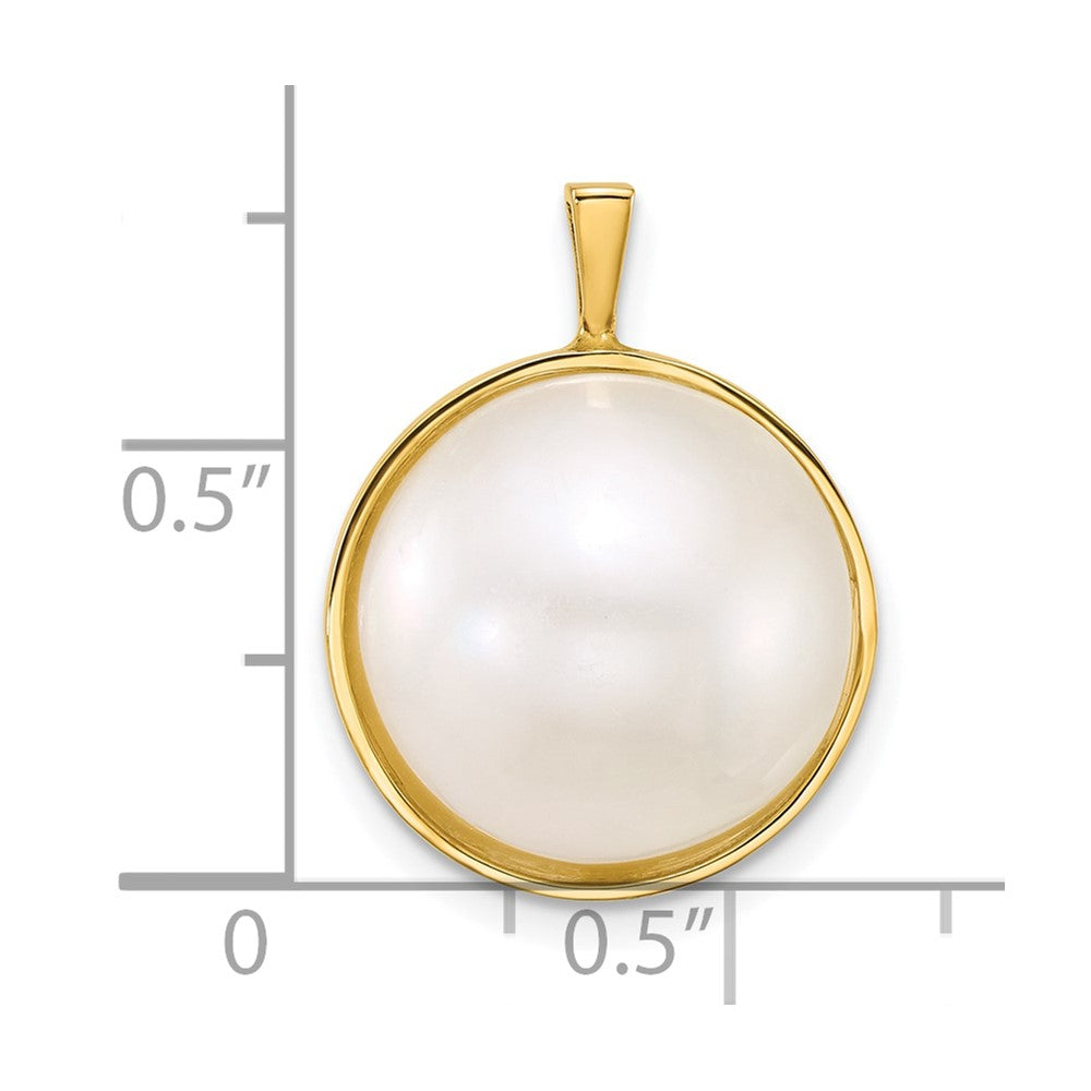 14K Yellow Gold 14-15mm Round Saltwater Cultured Mabe Pearl Pendant