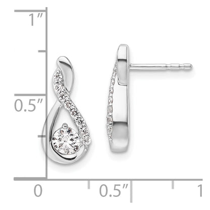 14K White Gold Polished 5/8 carat Diamond Teardrop Post Earrings