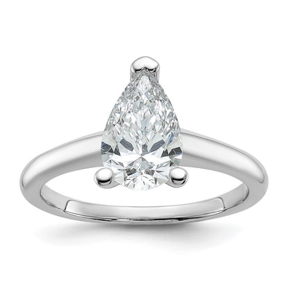 14K White Gold 1 1/2 carat Certified Lab Grown Diamond VS+ F+ Pear Solitaire Complete Engagement Ring