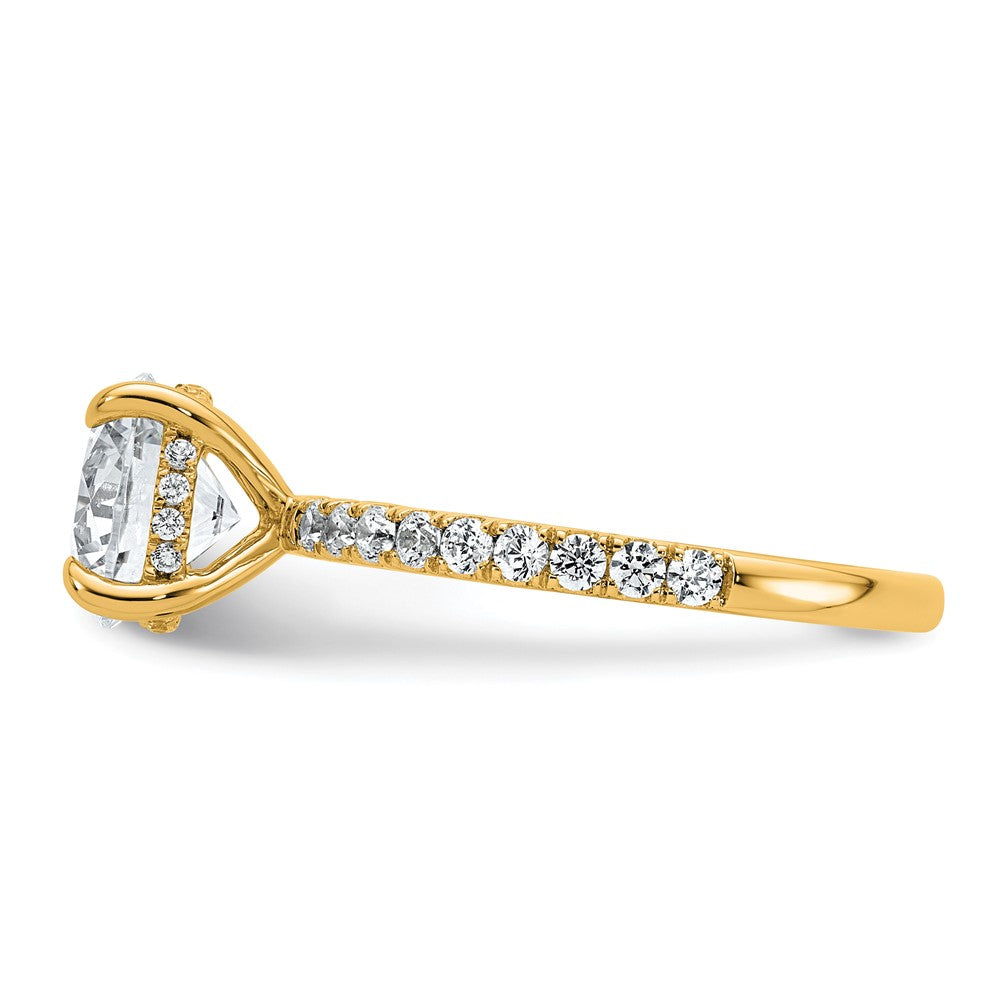 14K Yellow Gold 2 3/8 carat Certified Lab Grown Diamond VS+ F+ Round Complete Solitaire with Flair Engagement Ring