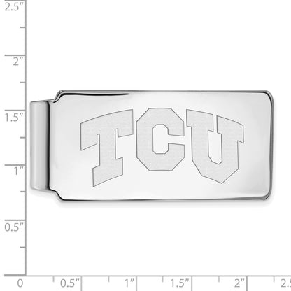 10K White Gold LogoArt Texas Christian University T-C-U Money Clip
