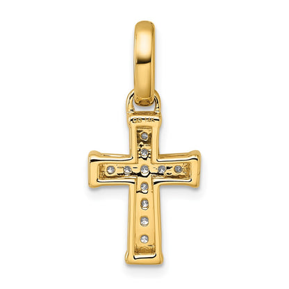14K Yellow Gold Small 1/5 carat Diamond Latin Cross Pendant