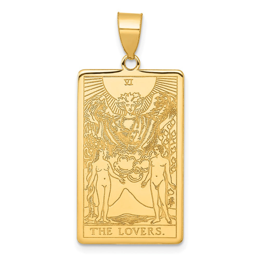 14K Yellow Gold The Lovers Tarot Card Pendant