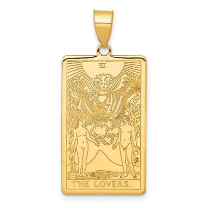 14K Yellow Gold The Lovers Tarot Card Pendant