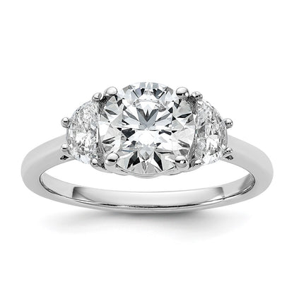 14K White Gold 2 carat Certified Lab Grown Diamond VS/SI+ G+ Round Complete Three Stone Engagement Ring