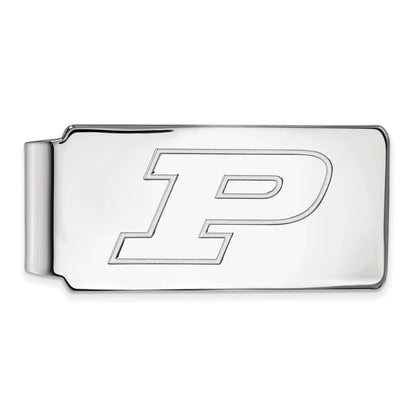 10K White Gold LogoArt Purdue University Letter P Money Clip