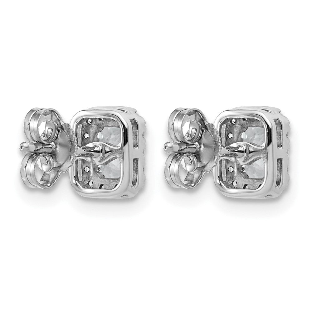 14K White Gold 5/8 carat Lab Grown Diamond VS/SI+ G+ Complete Emerald Halo Post Earrings