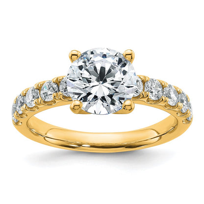 14K Yellow Gold Certified 3 3/4 carat Lab Grown Diamond VS+ F+ Round Complete Engagement Ring