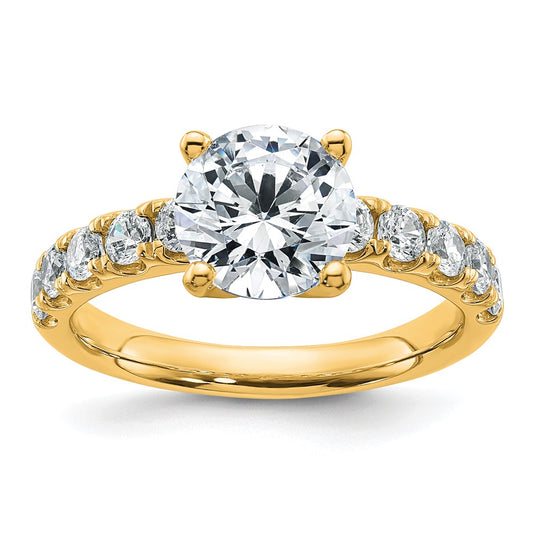 14K Yellow Gold Certified 3 3/4 carat Lab Grown Diamond VS+ F+ Round Complete Engagement Ring