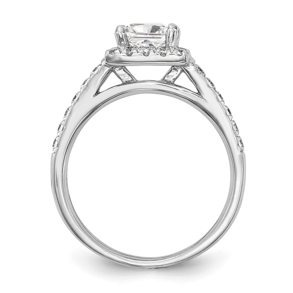 14K White Gold Halo Plus (Holds 1 carat (5.5mm) Princess Center) 1/2 carat Diamond Semi-Mount Engagement Ring