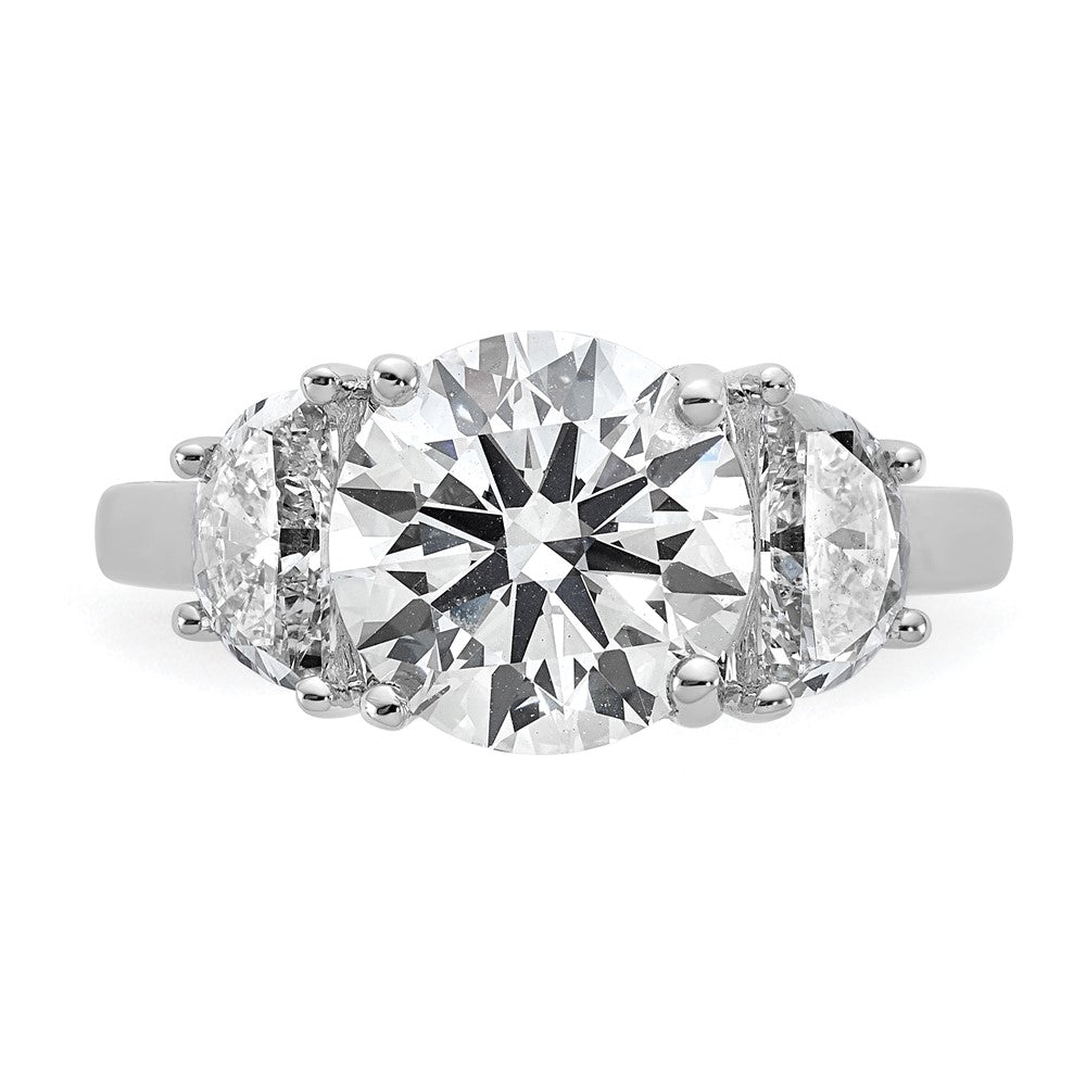 14K White Gold 4 carat Certified Lab Grown Diamond VS/SI+ G+ Round Complete Three Stone Engagement Ring