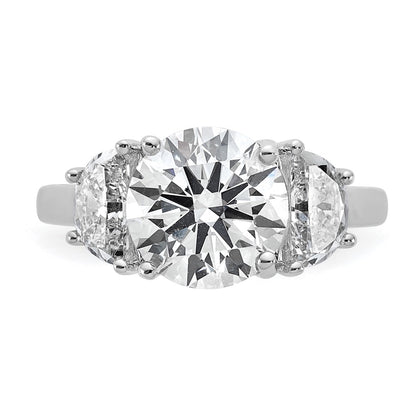 14K White Gold 4 carat Certified Lab Grown Diamond VS/SI+ G+ Round Complete Three Stone Engagement Ring