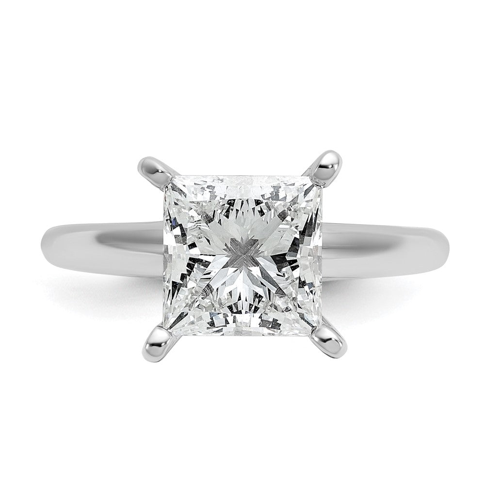 14K White Gold 3 carat Certified Lab Grown Diamond VS+ F+ Princess Complete Solitaire Engagement Ring