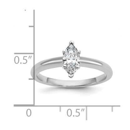 14K White Gold 1/2 carat Lab Grown Diamond VS+ F+ Marquise Solitaire Complete Engagement Ring