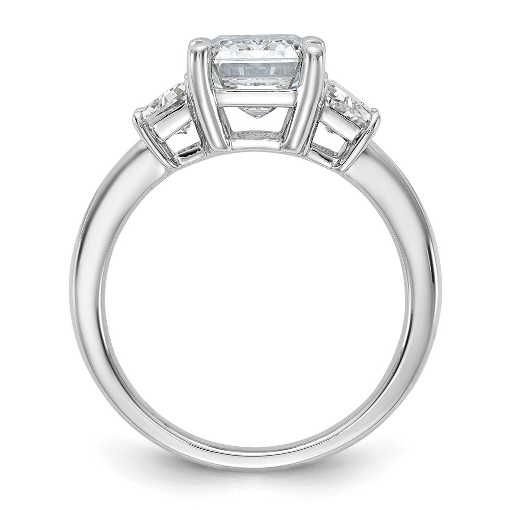 14K White Gold 4 carat Lab Grown Diamond VS+ F+ Complete Emerald and Trapezoid Engagement Ring