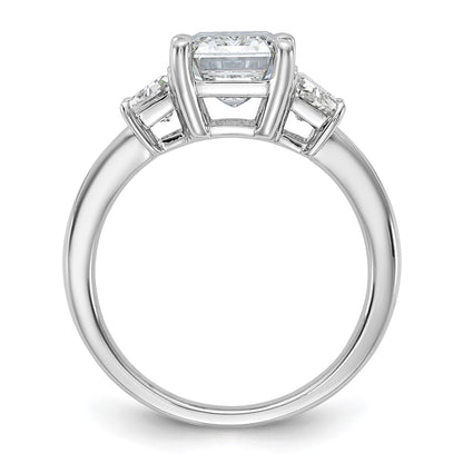 14K White Gold 4 carat Lab Grown Diamond VS+ F+ Complete Emerald and Trapezoid Engagement Ring