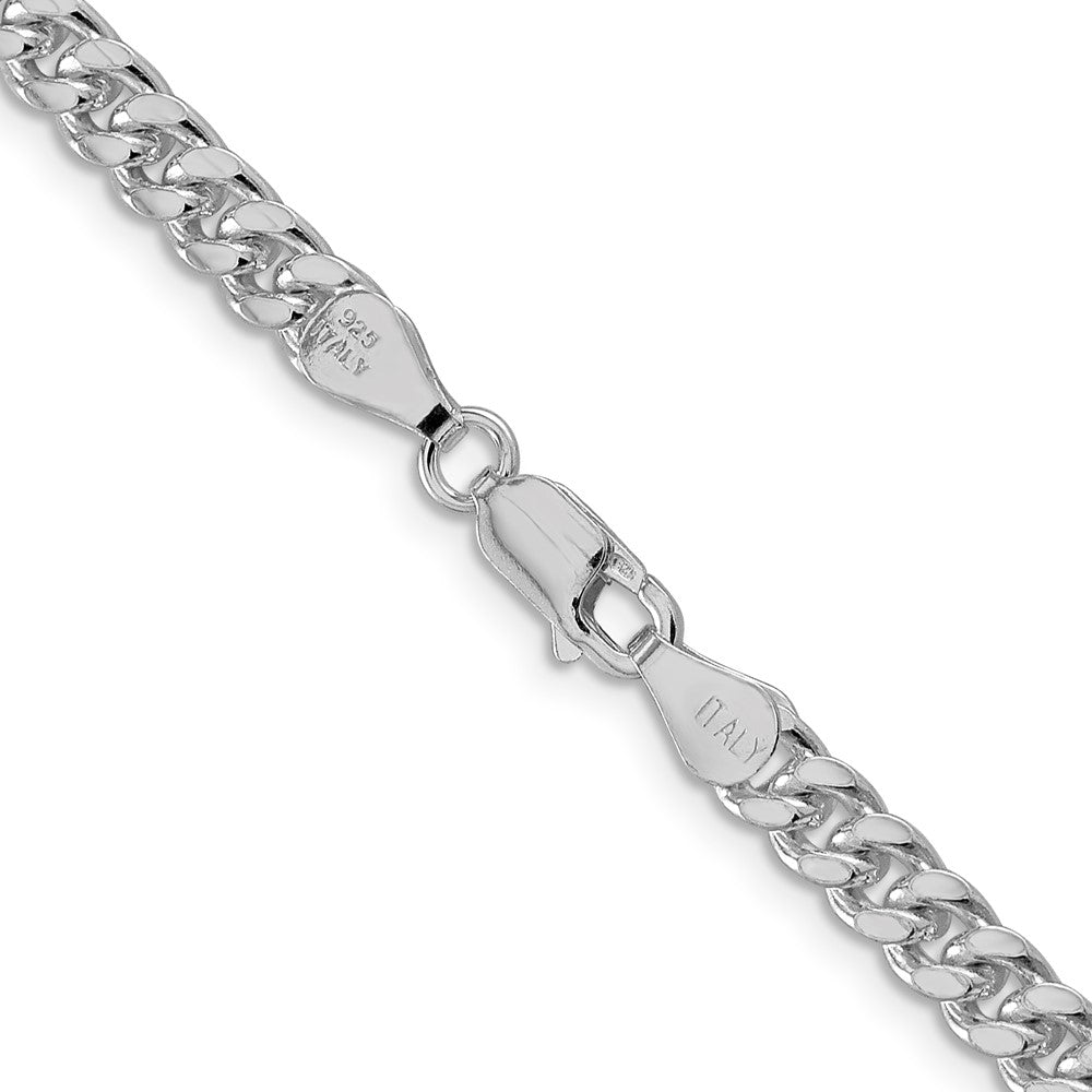 Sterling Silver Rhodium-plated 5mm Domed w/ Side D/C Curb 24 Inch Chain