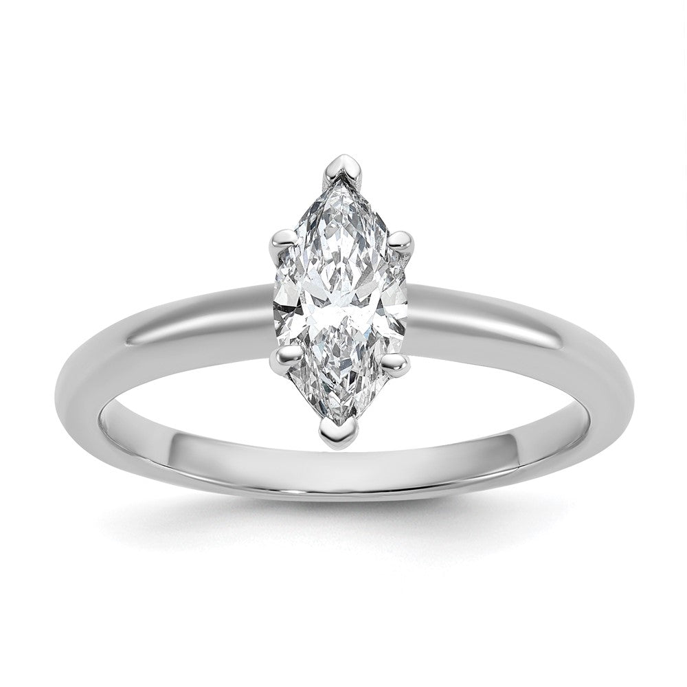 14K White Gold 3/4 carat Certified Lab Grown Diamond VS+ F+ Marquise Solitaire Complete Engagement Ring