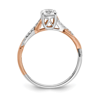 14K White and Rose Gold Criss-Cross (Holds 1/2 carat (5.2mm) Round Center) 1/8 carat Diamond Semi-mount Engagement Ring