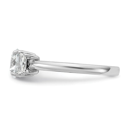 14K White Gold 1 3/8 carat Lab Grown Diamond VS+ F+ Round with Trapezoid Sidestones Complete Engagement Ring