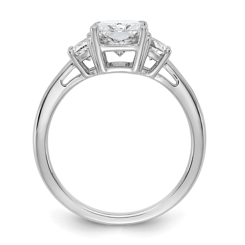 14K White Gold 1/2 carat Lab Grown Diamond VS+ F+ Half Moon 2 carat Radiant Center Semi Mount Engagement Ring