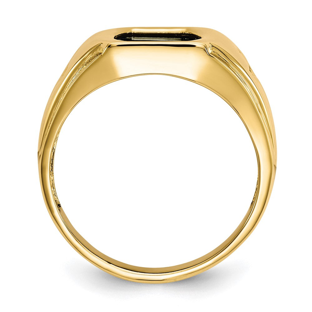 14K Yellow Gold Men's Onyx and .01ct Diamond Cross Ring