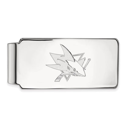 10K White Gold NHL LogoArt San Jose Sharks Money Clip
