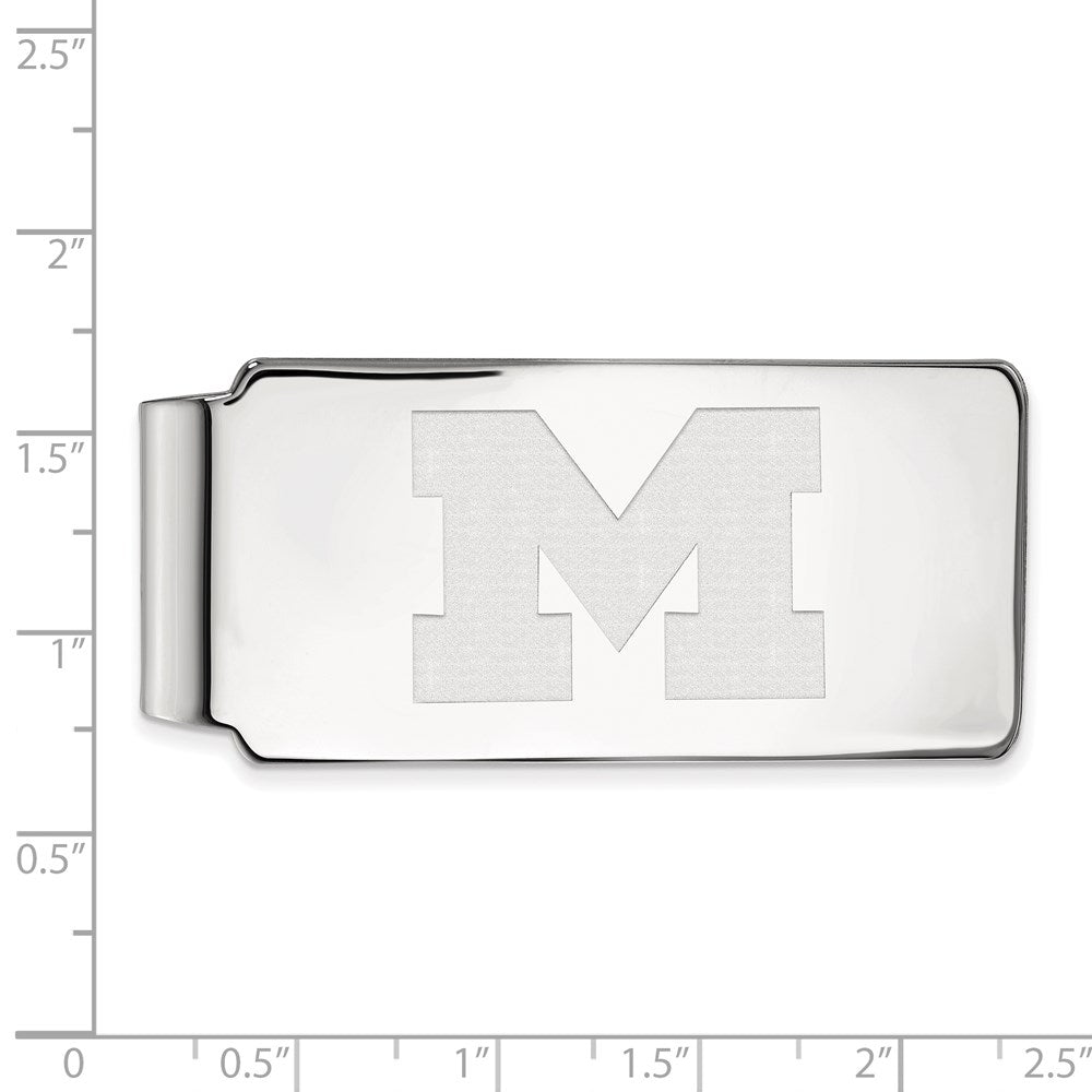 10K White Gold LogoArt University of Michigan Letter M Money Clip