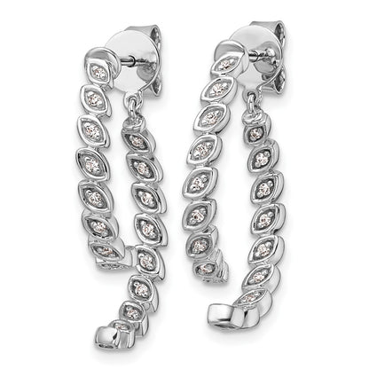 14K White Gold Polished 1/5 carat Diamond Front and Back Dangle Earrings