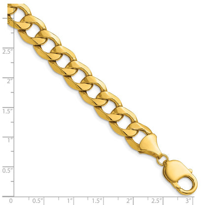 14K Yellow Gold 11.3mm Semi-Solid Curb 8 Inch Chain