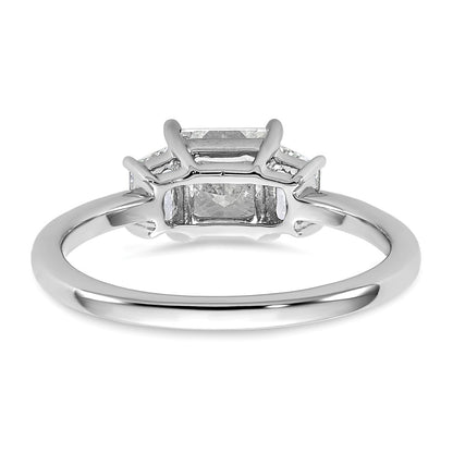 14K White Gold 3/8 carat Lab Grown Diamond VS+ F+ Trapezoid 1 carat Princess Center Semi Mount Three Stone Engagement Ring