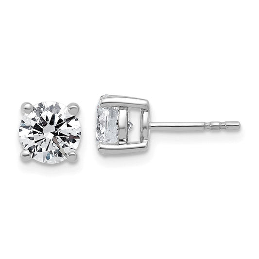 14K White Gold 2 carat Lab Grown Diamond VS+ F+ Round Complete Four Prong Lightweight Stud Earrings