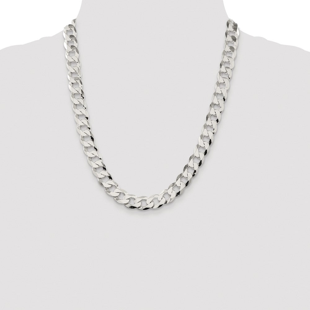 Sterling Silver Rhodium-plated 11.75mm Flat Curb 22 Inch Chain