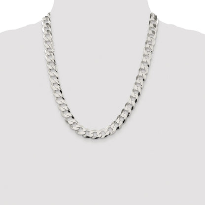Sterling Silver Rhodium-plated 11.75mm Flat Curb 22 Inch Chain