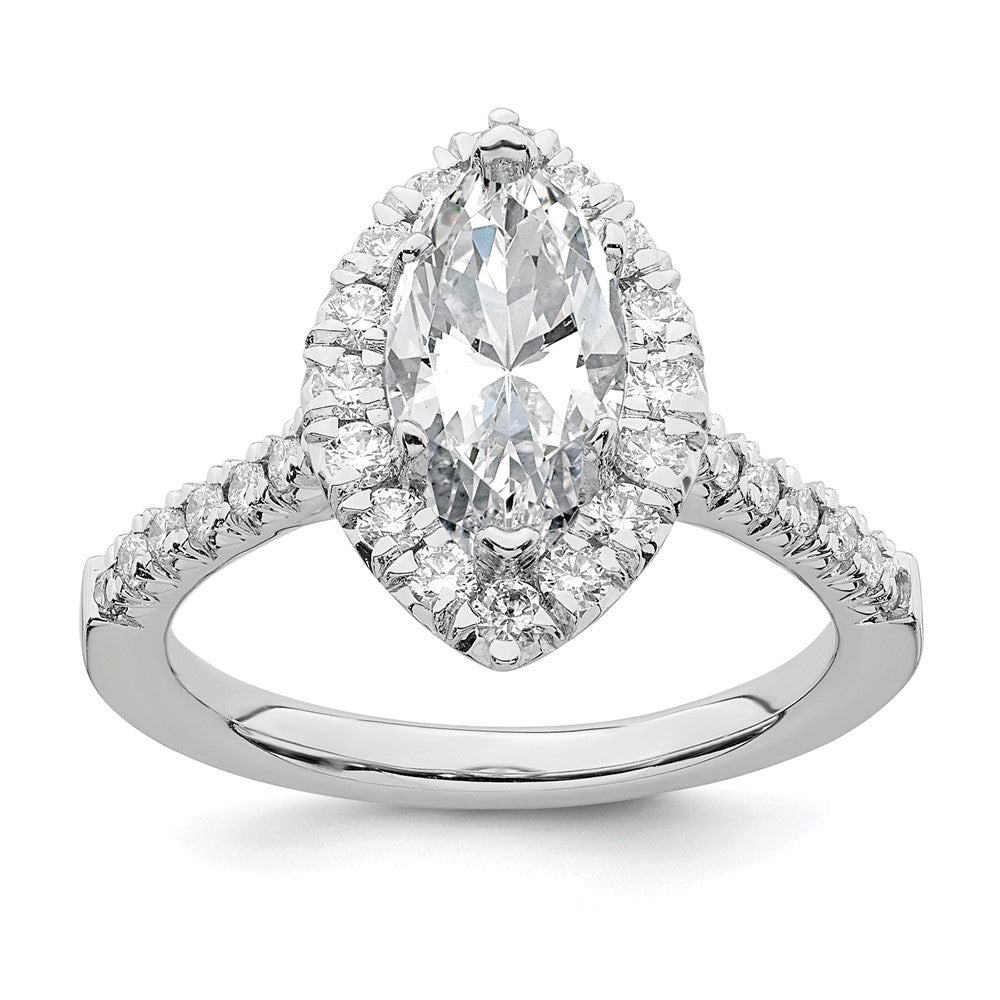 True Origin 14K White Gold 5/8 carat Lab Grown Diamond VS+ F+ Semi-Mount Marquise Halo Engagement Ring
