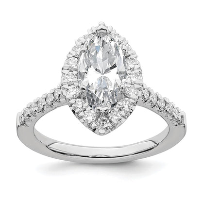 True Origin 14K White Gold 5/8 carat Lab Grown Diamond VS+ F+ Semi-Mount Marquise Halo Engagement Ring