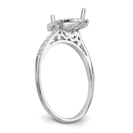 14K White Gold Halo (Holds 1 carat (10x5mm) Marquise Center) 1/4 carat Diamond Semi-mount Engagement Ring