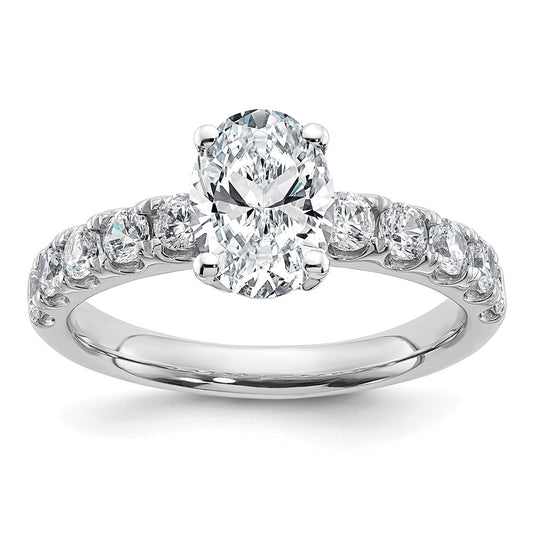 14K White Gold Certified 3 3/4 carat Lab Grown Diamond VS+ F+ Oval Complete Engagement Ring