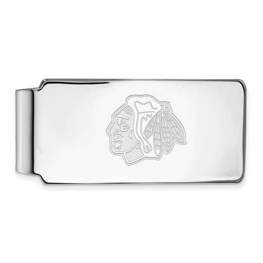 10K White Gold NHL LogoArt Chicago Blackhawks Money Clip