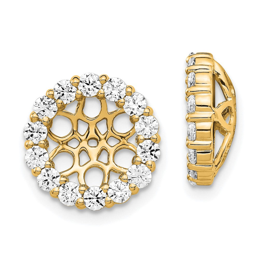 14K Yellow Gold 1 carat Diamond Circle Earring Jackets