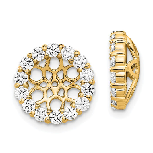 14K Yellow Gold 1 carat Diamond Circle Earring Jackets