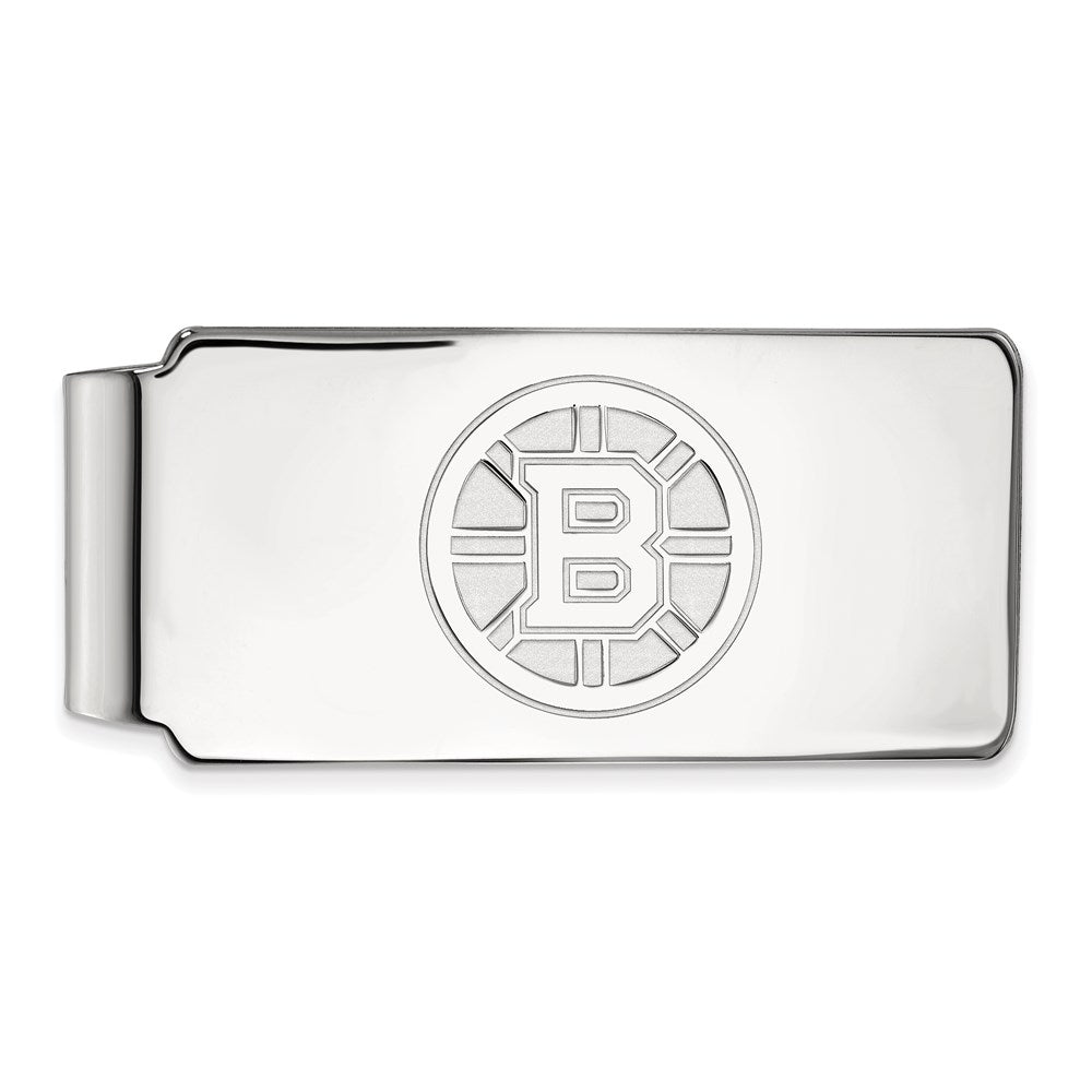 10K White Gold NHL LogoArt Boston Bruins Money Clip