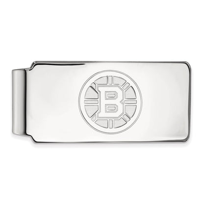 10K White Gold NHL LogoArt Boston Bruins Money Clip