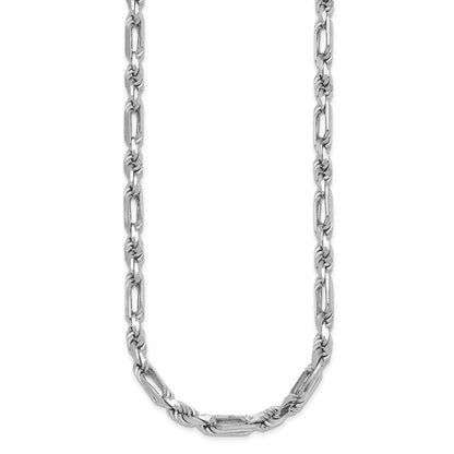 Sterling Silver Rhodium-plated Polished 5.5mm Figaro Rope Chain 20 Inch Necklace