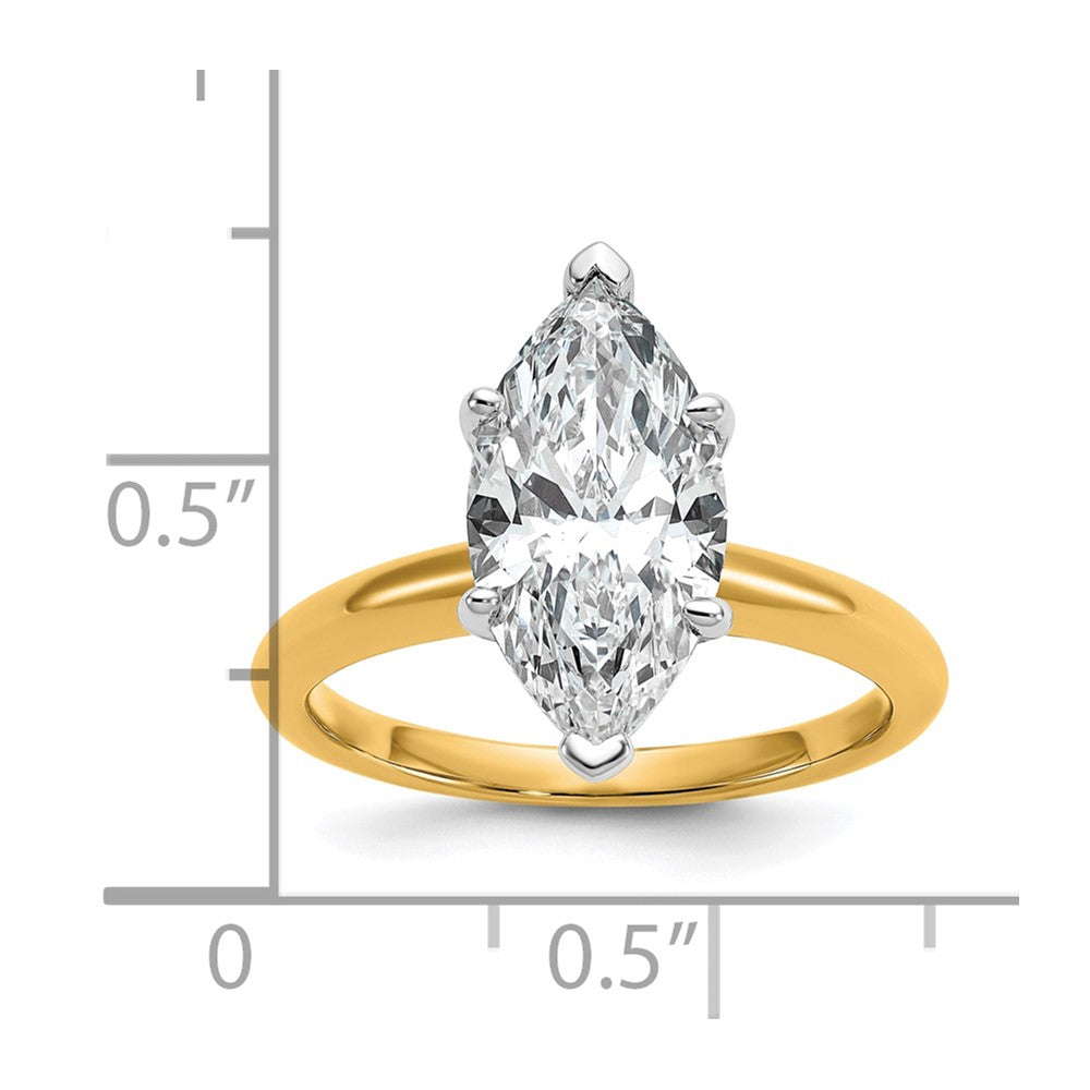 14K Two-Tone Gold Two-tone 3 carat Lab Grown Diamond VS+ F+ Marquise Solitaire Complete Engagement Ring