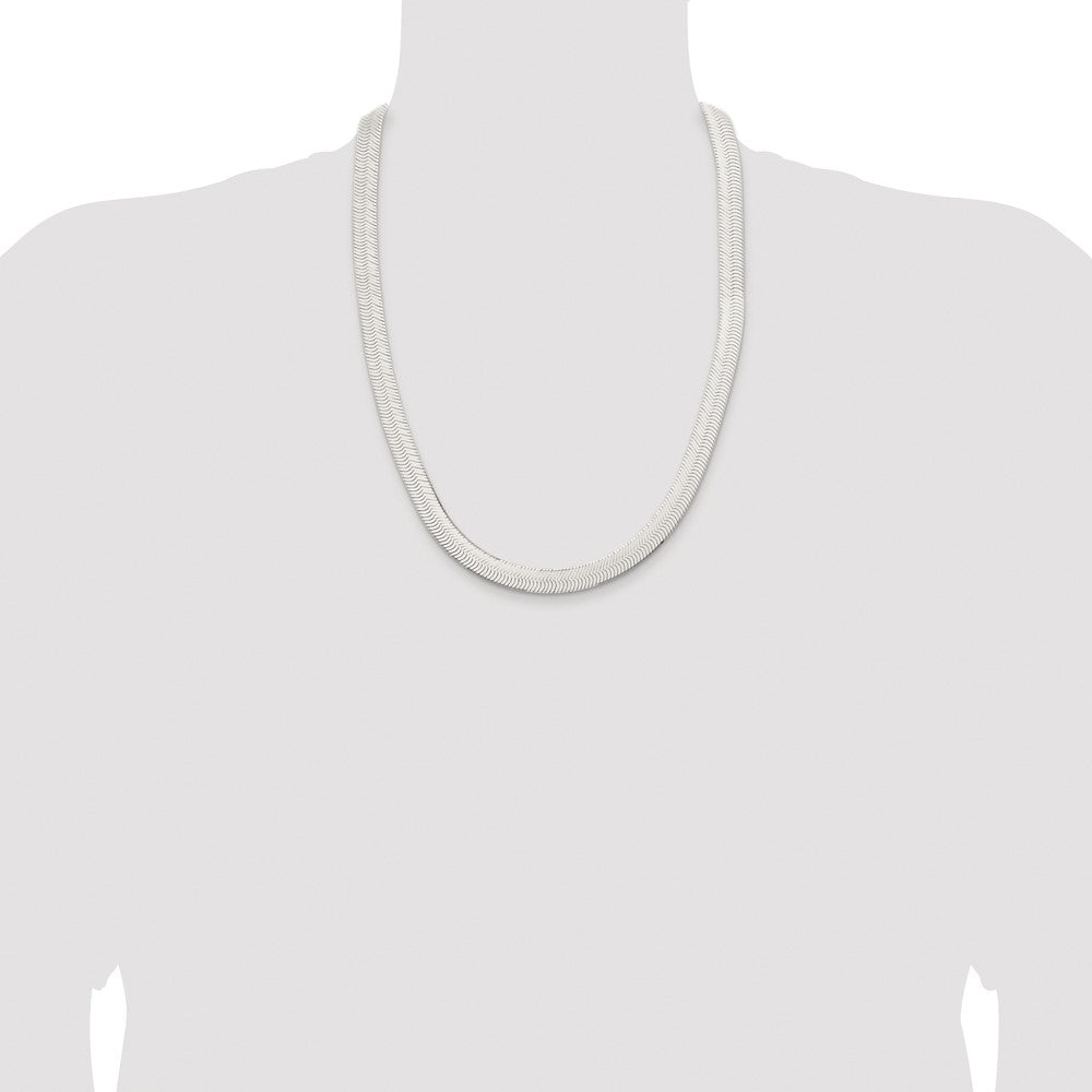 Sterling Silver Rhodium-plated 10.5mm Magic Herringbone 24 Inch Chain