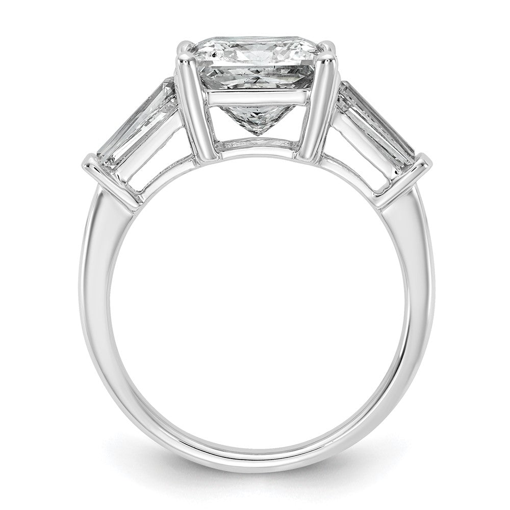 14K White Gold 3 3/4 carat Lab Grown Diamond VS+ F+ Princess and Tapered Baguette Complete Three Stone Engagement Ring
